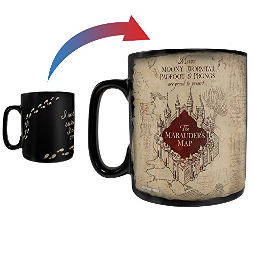 Harry Potter - Morphing Mugs Heat Sensitive Hinweis-Tasse - Full Image revealed when hot liquid is added - 16oz Large Drinkware Karte des Rumtreibers (Marauders Map), Schlüssel von Morphing Mugs