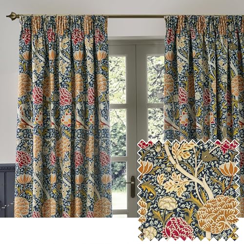 Morris&Co. Cray Bleistiftfalten-Vorhänge, gefüttert, Samt, Blumenmuster, Fluss-inspiriert, Indigo/Beere, 229 x 183 cm, 1 Paar Morris&Co. Cray Bleistiftfalten-Vorhänge, gefüttert, Samt, Blumenmuster, Fluss-inspiriert, Indigo/Beere, 229 x 183 cm, 1 Paar von Morris&Co