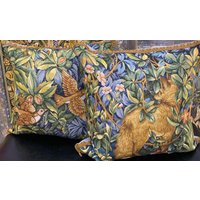 W. Morris Style Gobelin Kissenbezug ""Waldgrün Fuchs Und Vögel""1818(45cm45cm - Jacquard Gewebter Mittelalterlicher Stil Kissenbezug." von MorrisTapestry