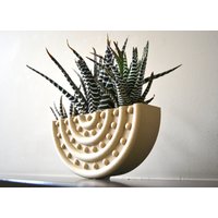 Abgerundeter Mid Century Blumentopf/Übertopf Holz von MorseStudioCo