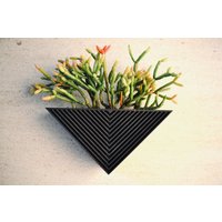 "Moderner Dreieckiger "Vertex Black" Wandpflanztopf Mit Schwarzer Holzoptik." von MorseStudioCo