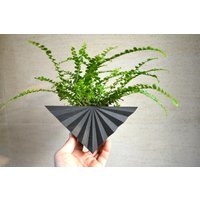 Moderner Dreieckiger Wand Übertopf Fächer Schwarz Holzoptik von MorseStudioCo