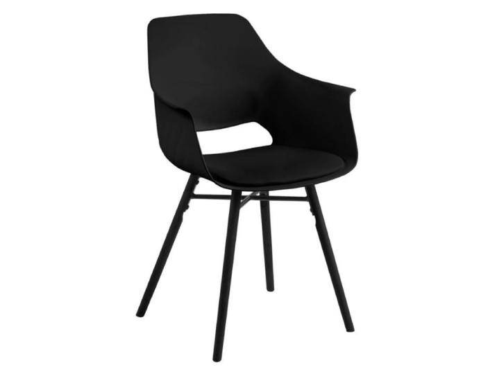 B-Ware Mørteens Armlehnenstuhl Camara 2er-Set Kunstleder Gummibaum massiv Schwarz Stuhl von Mørteens