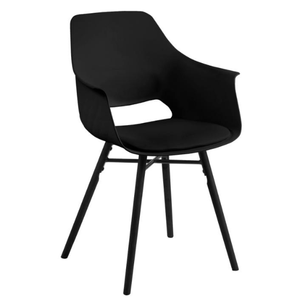 Mørteens Armlehnenstuhl Camara 2er-Set Kunstleder Gummibaum massiv Schwarz Stuhl von Mørteens