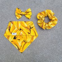 Haustier-Bandana | Fliege Passende Haargummis - Obst Und Gemüse Bananen von MosPets