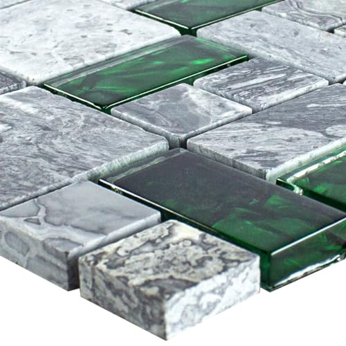 Glas Naturstein Mosaik Fliesen Sinop Grau Grün 2 Mix Glas Naturstein Mosaik Fliesen Sinop Grau Grün 2 Mix von Mosafil