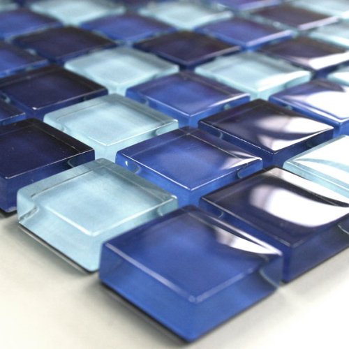 Glasmosaik Fliesen Blau Mix 23x23x8mm von Mosafil