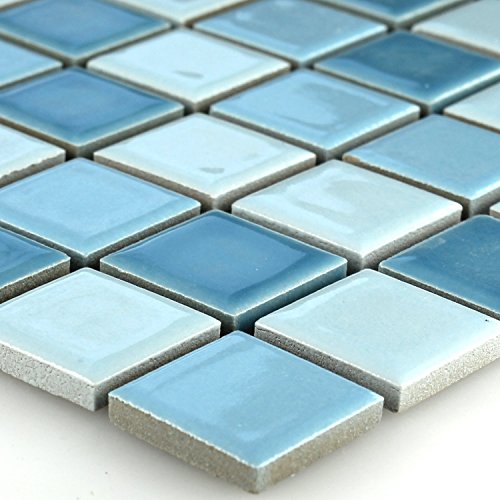 Mosaikfliesen Keramik Bodaway Blau Mix 25x25x5mm von Mosafil