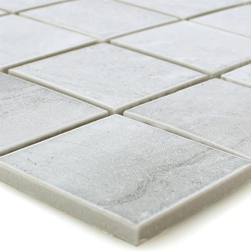 Keramik Mosaik Fliesen Matte Beton Optik Shepherd Grau Wand Boden Dusche Bad von Mosafil