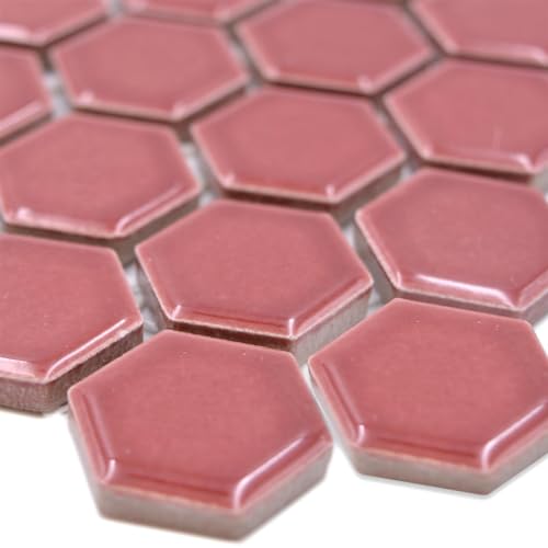 Mosaikfliese Hexagon Mosaik Keramikmosaik Matte Bordeaux Wand Boden Küche Dusche Mosaikfliese Hexagon Mosaik Keramikmosaik Matte Bordeaux Wand Boden Küche Dusche von Mosafil