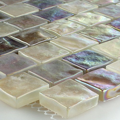 Mosaikfliesen Glas Mosaik Perlmutt Effekt Creme von Mosafil