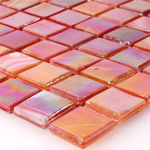 Glasmosaik Fliesen Perlmutt Effekt Rot Küchenspiegel Bad Dusche Badezimmer Dekor von Mosafil