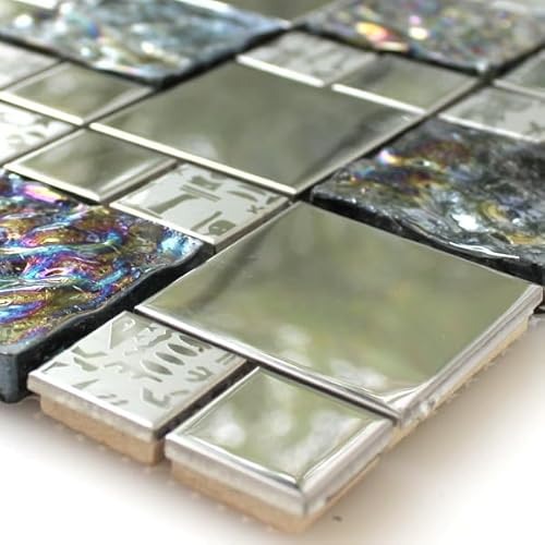 Muster von Mosaikfliesen Glas Edelstahl Metall Agypt Silber von Mosafil