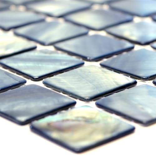 Muster von Mosaikfliesen Perlmutt Xenia Blau Grau von Mosafil