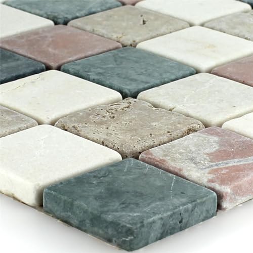 Marmor Naturstein Mosaikfliesen Cotto Beige Grün Braun Dusche Bad Wand Boden WC von Mosafil