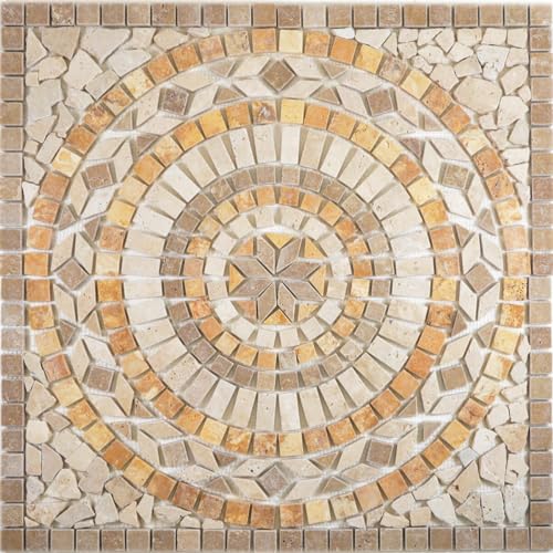 Naturstein Rosone Alligator Beige Braun Gold 61x61cm von Mosafil