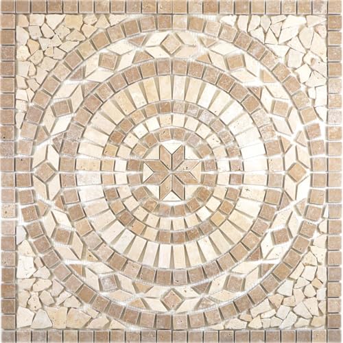 Naturstein Rosone Salvo Beige Braun 61x61cm von Mosafil