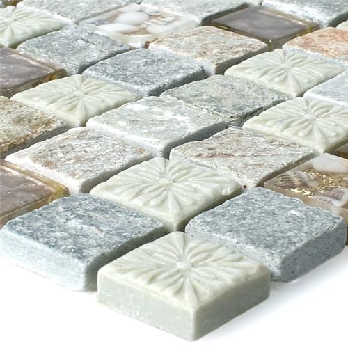 Naturstein Glas Mosaikfliesen Harmonia Gold Beige von Mosafil