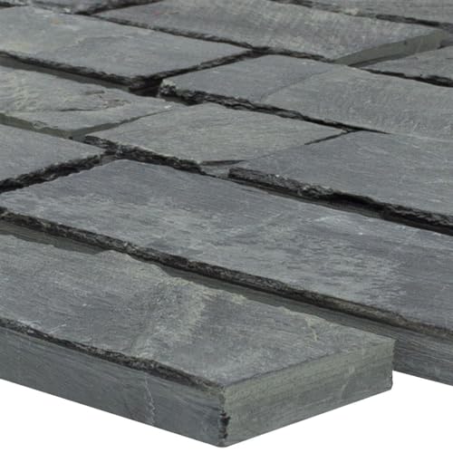 Schiefer Naturstein Mosaik Fliesen Timberbrook Anthrazit Wohnzimmer Küchen Bad von Mosafil