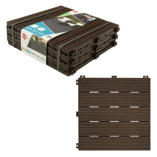 Terrassenfliesen Balkonfliesen Klicksystem 30x30 cm 6er Set 0,54 qm Bodenfliese aus Gummi Bodenbelag Braun von multy home