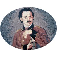 Die Herzogin Oval Portrait Mosaik Wandbild von MosaicNaturalLLC