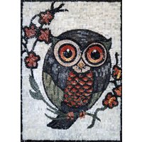 Eule Wandkunst - Vogel Mosaik Wandbild Marmor Wanddeko Moderne Innenleben Deko Vogelliebhaber Geschenk von MosaicNaturalLLC