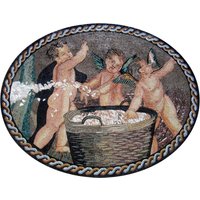 Handgefertigte Cherubs Oval Marmor Mosaik Wandkunst Wandbild von MosaicNaturalLLC
