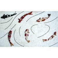 Handgemachter Fisch Schwimmen Im Bach Marmor Mosaik Kunst Fliese von MosaicNaturalLLC