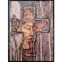 Handgemachter Jesus Im Kreuz Christliche Mosaik Wandkunst von MosaicNaturalLLC