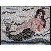 Meerjungfrau Mosaik Wandbild von MosaicNaturalLLC