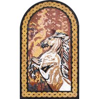Pferd Bogenkunst - Handgemachtes Pferd Bogen Mosaik Wandkunst Wandbild Marmor Fliese Handgemachte Rückenplash Hängende von MosaicNaturalLLC