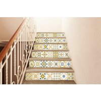 Designter Treppenaufkleber, Bunte Dekorative Fliesen Abnehmbarer Treppenaufkleber Dekostreifen, Peel & Stick Stair Riser Sr18 von Mosaicowall