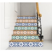 Designter Treppenaufkleber, Bunte Dekorative Fliesen Abnehmbarer Treppenaufkleber Dekostreifen, Peel & Stick Stair Riser Sr19 von Mosaicowall