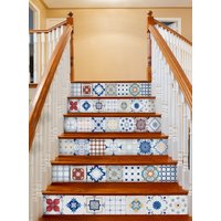 Designter Treppenaufkleber, Multicolor Dekofliesen Abnehmbarer Treppenaufkleber Dekostreifen, Peel & Stick Stair Riser Sr21 von Mosaicowall