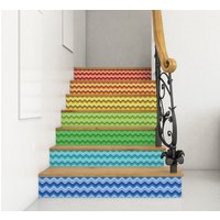 Mehrfarbiger Treppenaufkleber, Bunte Dekofliesen Abnehmbarer Treppenaufzug Dekostreifen, Peel & Stick Treppenaufkleber Sr06 von Mosaicowall