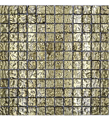 Glasmosaik Mosaikfliese gold glänzend Wand Boden Küche Bad Dusche - 1 Matte von conwire