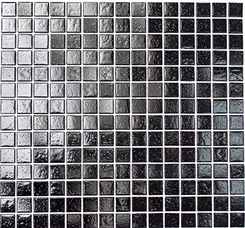 Glasmosaik Mosaikfliese schwarz für BODEN WAND BAD WC DUSCHE KÜCHE FLIESENSPIEGEL THEKENVERKLEIDUNG BADEWANNENVERKLEIDUNG Mosaikmatte Mosaikplatte - 10 Matten = 1 qm von conwire