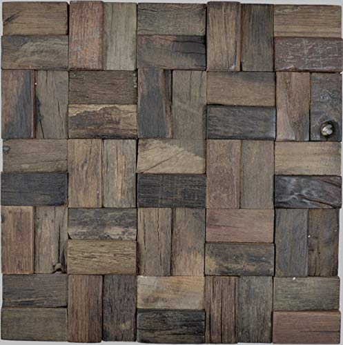 Holz Mosaik Parkett boot OLD Wood Holz FSC Wand Küche Bad Fliesenspiegel|WB160-25|1Matte von conwire