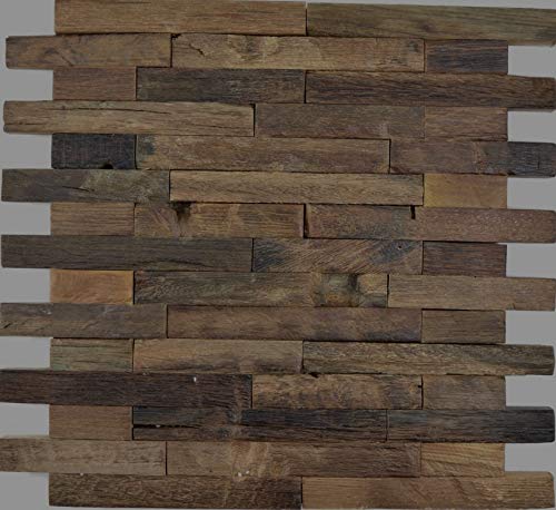 Holz Mosaik Verbund boot Old Wood Holz FSC Wand Küche Bad Fliesenspiegel|WB160-21|1Matte von conwire