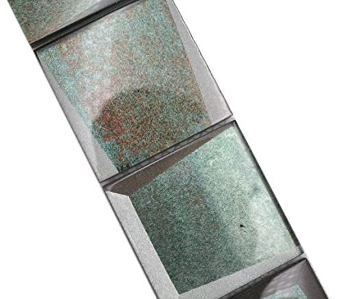 Mosaik Borde grün 3D-Optik Glasmosaik glänzend Quadrat Wand Küche Bad Dusche von conwire