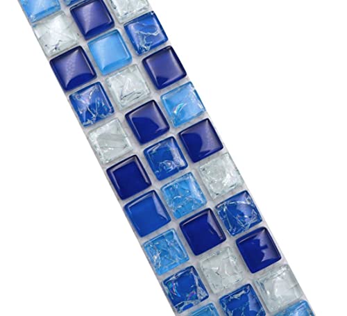 Mosaik Borde weiss blau Glasmosaik glänzend Quadrat Wand Küche Bad Dusche von conwire