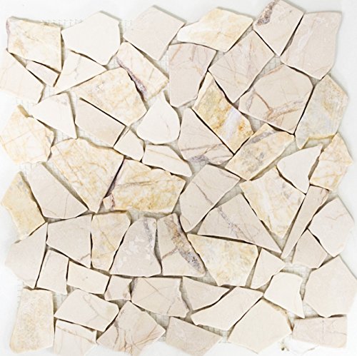Mosaik Bruch/Ciot golden cream poliert mit Struktur Marmor Naturstein Küche, Mosaikstein Format: 15-69x8 mm, Bogengröße: 305x305 mm, 10 Bögen von conwire