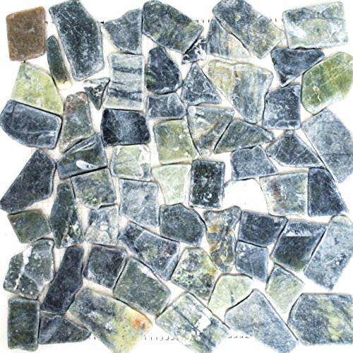 Mosaik Bruch/Ciot mix grau-grün Marmor Naturstein Küche, Mosaikstein Format: 15-69x8 mm, Bogengröße: 315x315 mm, 10 Bögen von Mosaik-Netzwerk