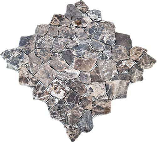 Mosaik Bruch/Ciot uni Castanao Marmor Naturstein Küche, Mosaikstein Format: 15-69x7 mm, Bogengröße: 305x305 mm, 1 Bogen/Matte von Mosaik-Netzwerk