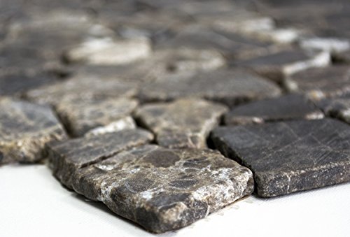 Mosaik Bruch/Ciot uni Castanao Marmor Naturstein Küche, Mosaikstein Format: 15-69x7 mm, Bogengröße: 60 x 100 mm, 1 Handmuster ca. 6x10 cm von Mosaik-Netzwerk