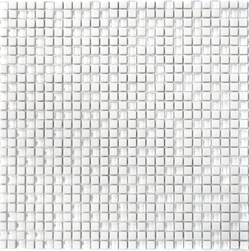 Mosaik Fliese ECO Recycling GLAS Enamel weiß matt Glas für WAND BAD WC DUSCHE KÜCHE FLIESENSPIEGEL THEKENVERKLEIDUNG BADEWANNENVERKLEIDUNG Mosaikmatte Mosaikplatte von conwire