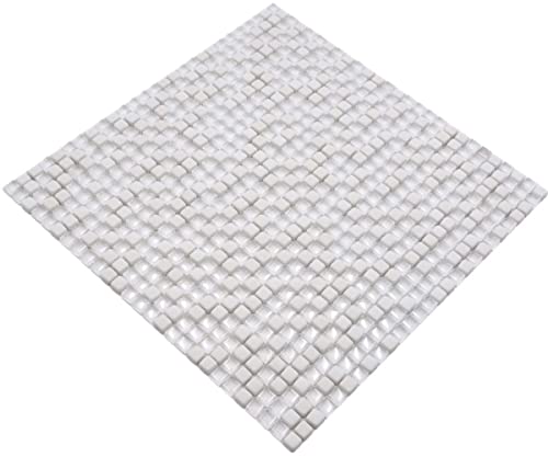 Mosaik Fliese ECO Recycling GLAS Enamel weiß matt Glas für WAND BAD WC DUSCHE KÜCHE FLIESENSPIEGEL THEKENVERKLEIDUNG BADEWANNENVERKLEIDUNG Mosaikmatte Mosaikplatte von conwire