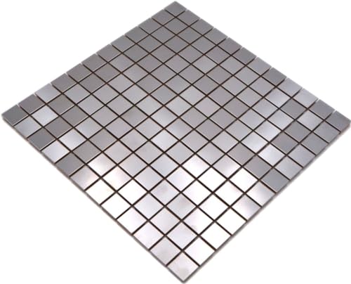 Mosaik Fliese Edelstahl silber silber Stahl gebürstet für WAND BAD WC KÜCHE FLIESENSPIEGEL THEKENVERKLEIDUNG BADEWANNENVERKLEIDUNG Mosaikmatte Mosaikplatte von conwire