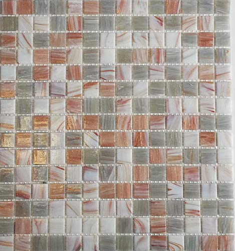 Mosaik Fliese Glas Goldensilk grau hellbeige für BODEN WAND BAD WC DUSCHE KÜCHE FLIESENSPIEGEL THEKENVERKLEIDUNG BADEWANNENVERKLEIDUNG Mosaikmatte Mosaikplatte von conwire