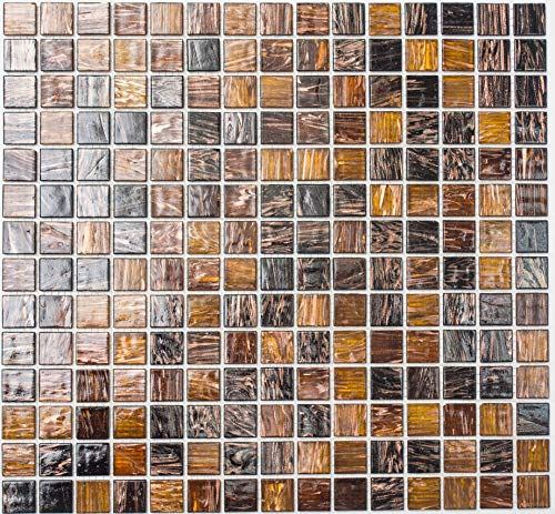 Mosaik Fliese Glas Goldstar braun für BODEN WAND BAD WC DUSCHE KÜCHE FLIESENSPIEGEL THEKENVERKLEIDUNG BADEWANNENVERKLEIDUNG Mosaikmatte Mosaikplatte von conwire